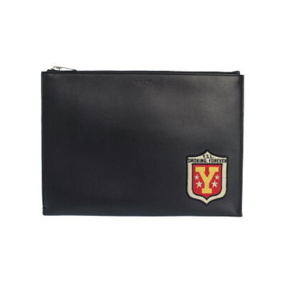 SAINT LAURENT PARIS Forever Patch Zip Tablet Holder Clutch Bag - Picture 1 of 5